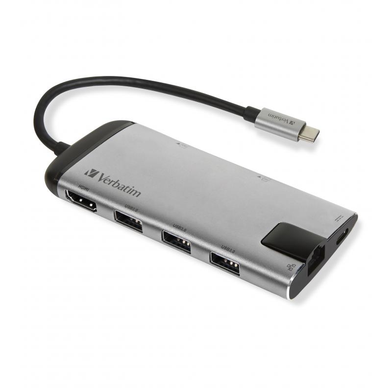 Verbatim 49142 hub de interfaz USB 3.2 Gen 1 (3.1 Gen 1) Type-C 1000 Mbit/s Negro, Plata