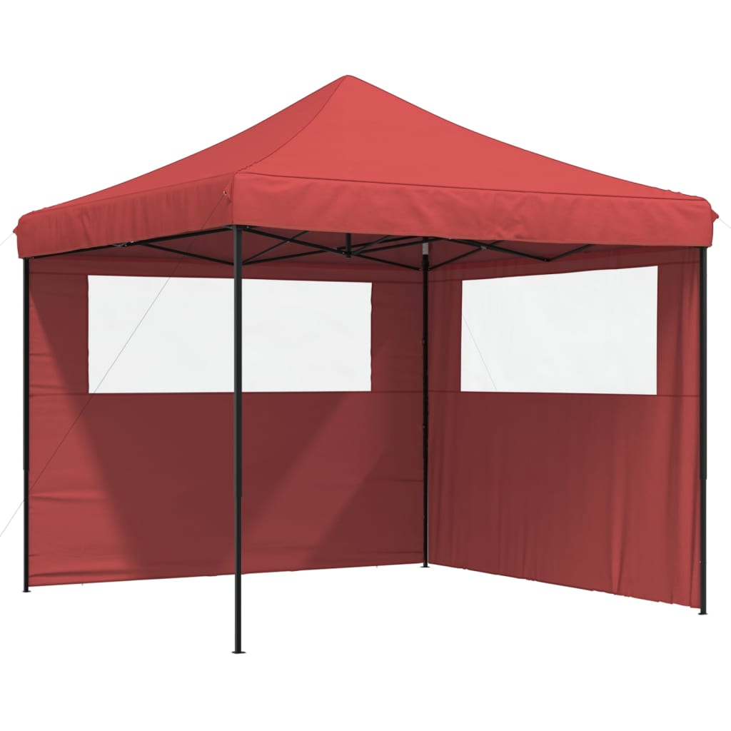 vidaXL Tienda de fiesta plegable Pop-Up 2 paredes laterales burdeos