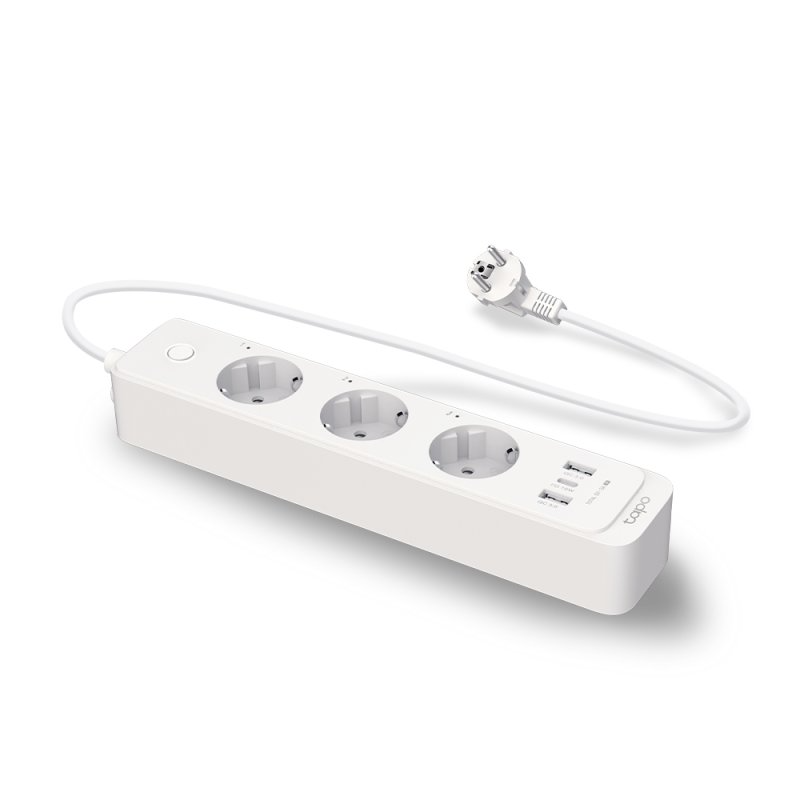 Tp-link tapo p300 wifi smart power strip 3 outlets 3 usb fast charging white