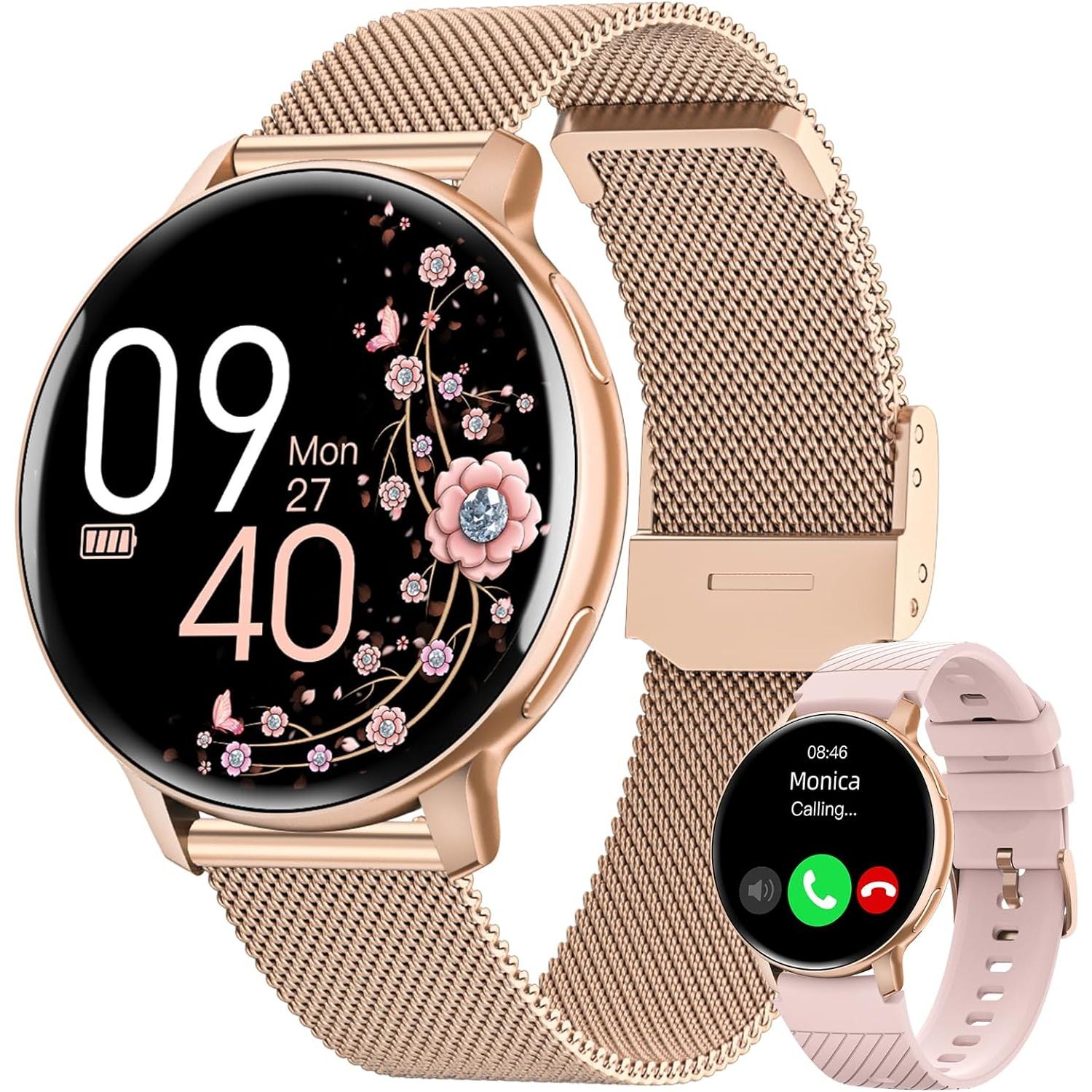 Reloj Inteligente de Llamada Bluetooth para Mujeres con Rastreador de Fitness y Seguro de Alta Precisión Regalo Ideal para Android e IOS