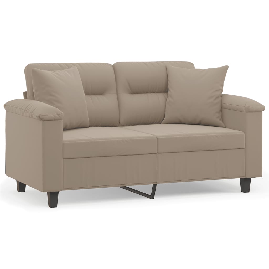 vidaXL Sofá de 2 plazas con cojines tela microfibra gris taupe 120 cm