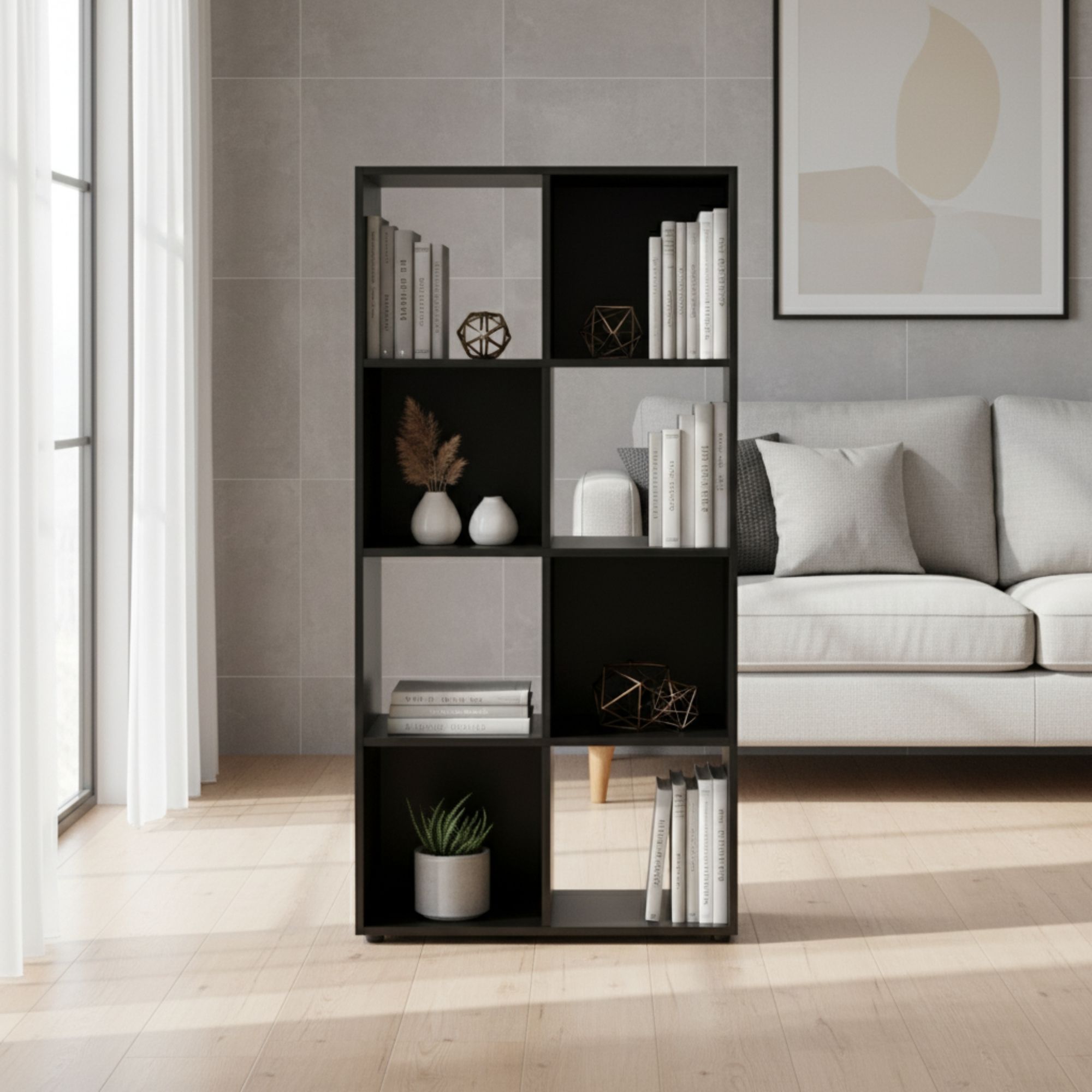 MOBLEKIT | Estanterías de Cubo Negro Modulares de Madera con Diferentes Compartimentos y Opciones con Puertas, Librerías y Muebles de Almacenaje para Dormitorio, Cocina o Entrada