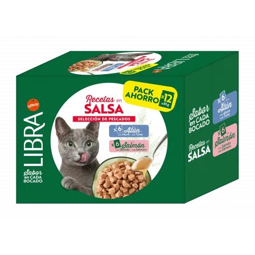 Libra Cat Comida Húmeda en Salsa de Atún y Salmon para Gatos - 1.02 Kg