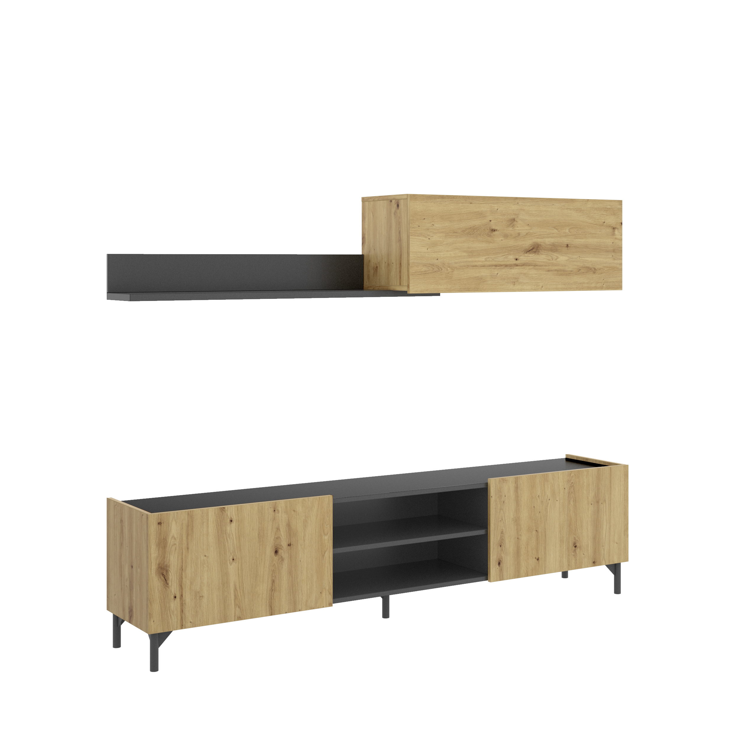 Dekit Mueble TV Compacto Nordic/Grafito - Composición Salón TASS