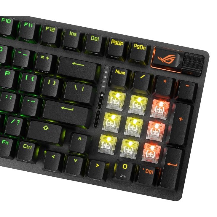 Asus - Teclado mecánico gaming 90MP037A-BKSA00 con retroiluminación RGB personalizable, teclas programables y conexión USB/RF/Bluetooth para jugadores y profesionales