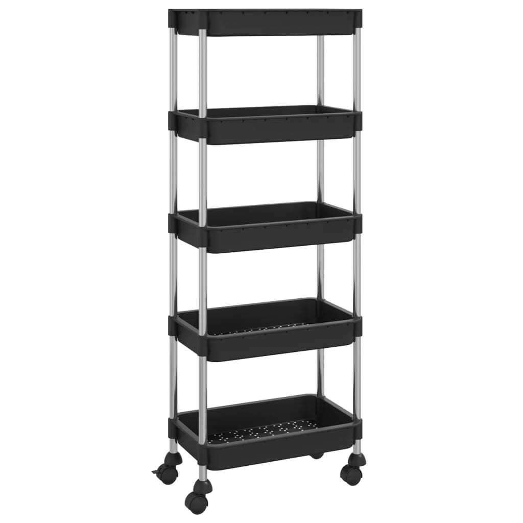 vidaXL Carrito de cocina 5 niveles hierro y ABS 42x29x128 cm en color Blanco/Negro/Gris y más