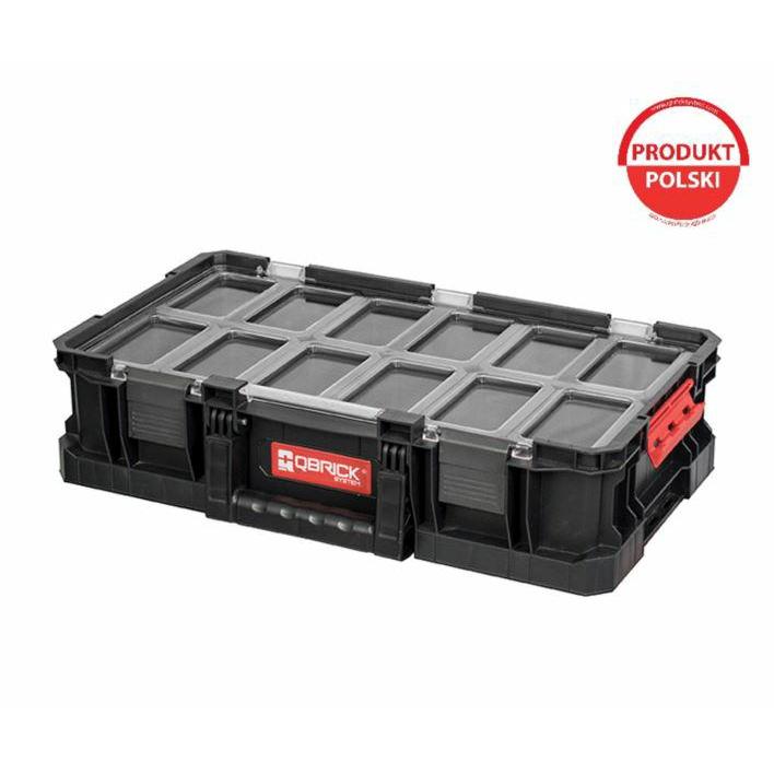 Qbrick system two organizer flex plus 526 x 307 x 126 - Portable multi-compartment organizer box, impact resistant with a 3-year warranty for efficient tool storage and organization.