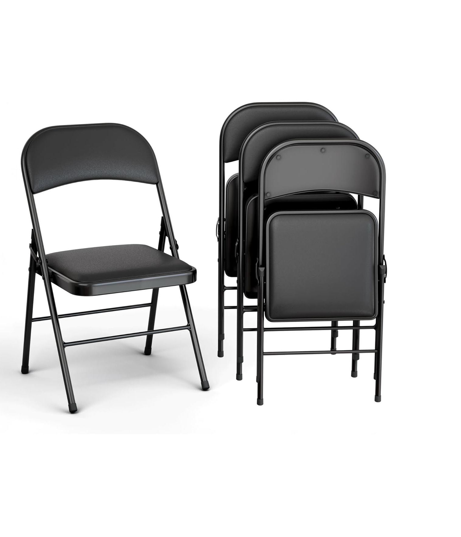 ORION91 Silla ELARA Plegable (47x45x78 cm) Metal (VARIOS COLORES) y Asiento Acolchado Piel Sintética Negro Cocina Comedor Jardín