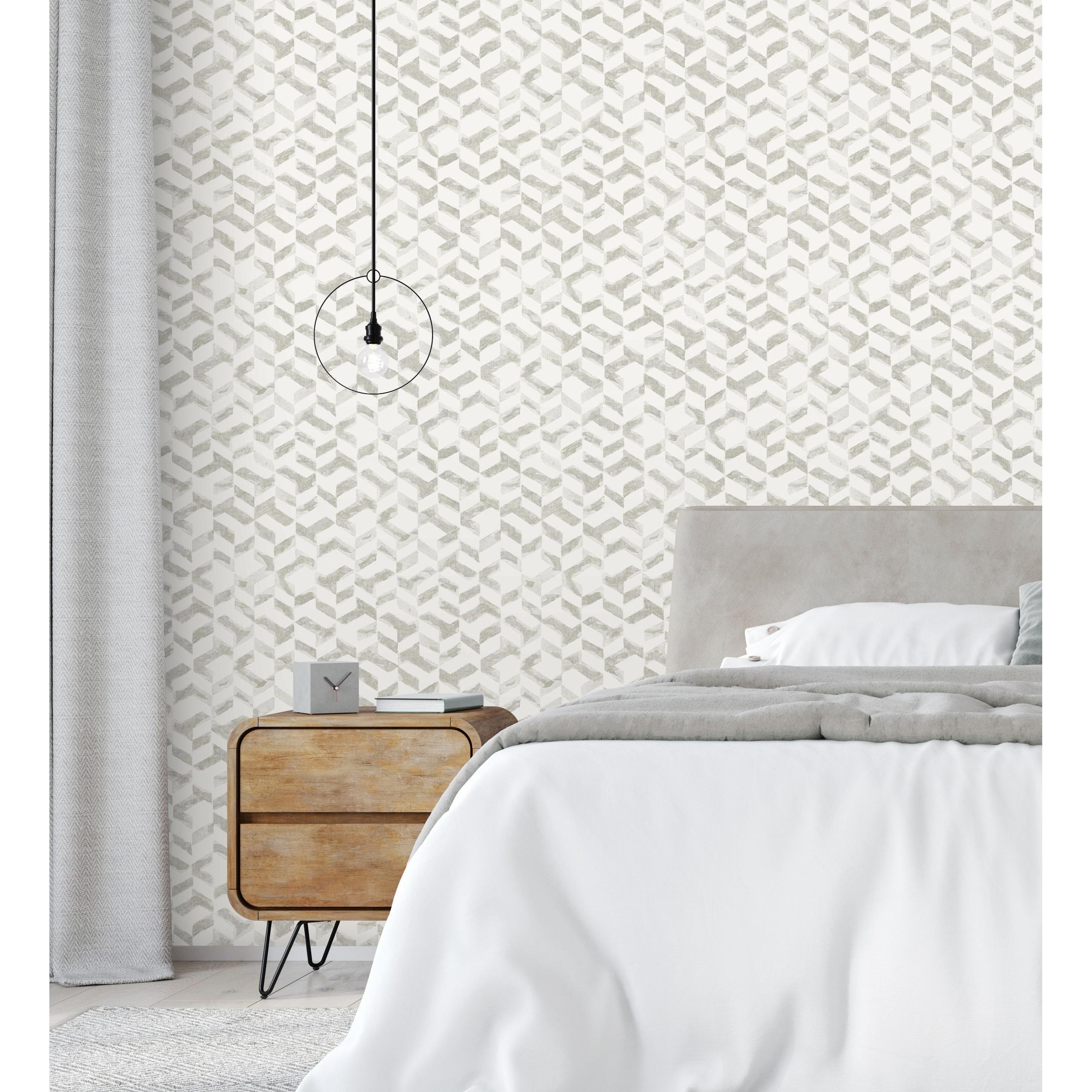 Papel pintado vinílico ecológico geométrico de textura y tonos grises claros - Kenmore 679783 de GAULAN - Rollo de 10 m x 0,53 m