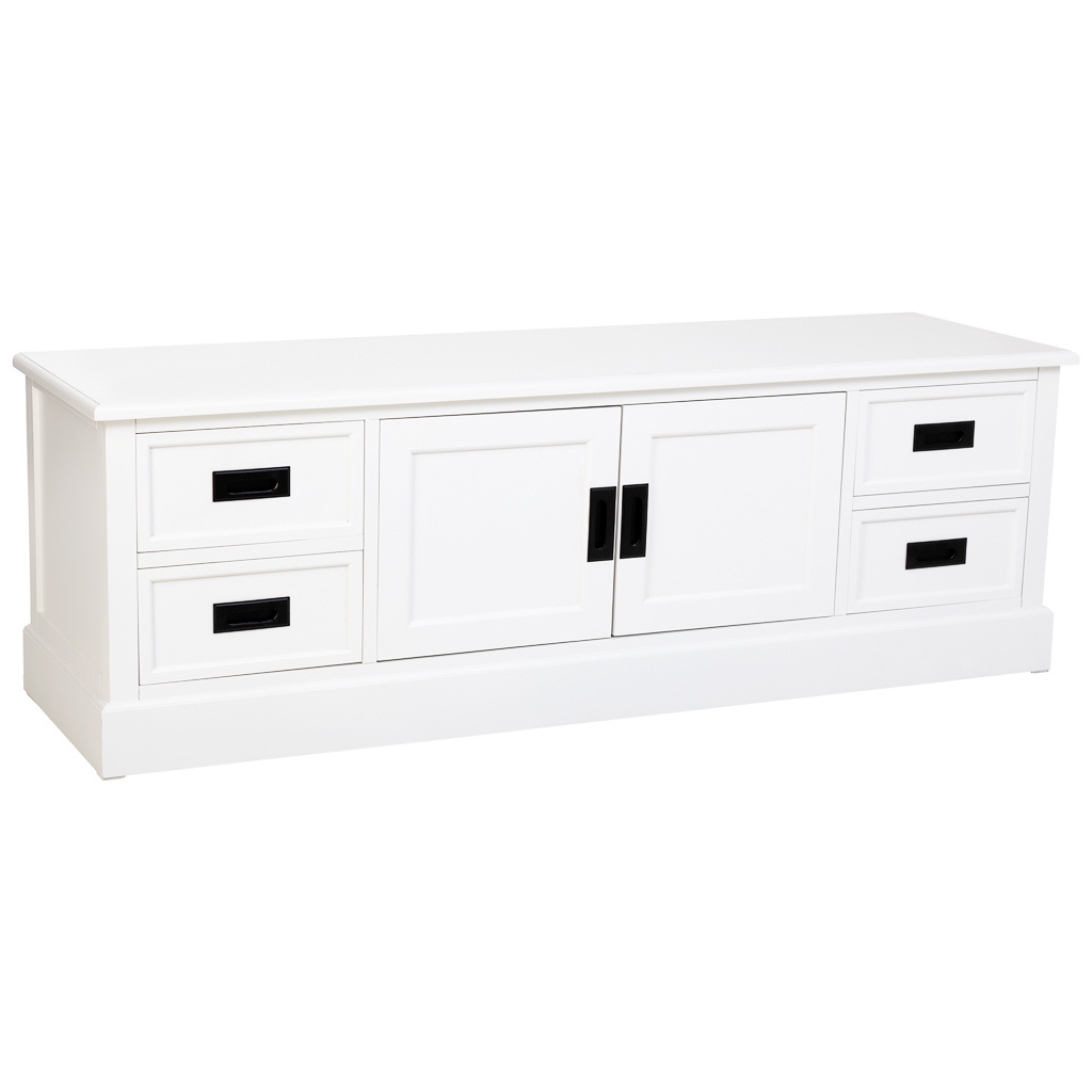 Wonderlust Deco - Mueble bajo de Madera blanco con 2 puertas y 4 cajones 154x45x51.5h cm Blanco 154x45x51.5h cm