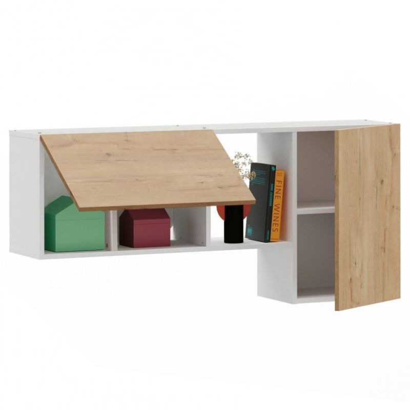 Miroytengo Módulo Salón Comedor en L Nilo Color Roble Gold y Blanco 60x130x32 cm