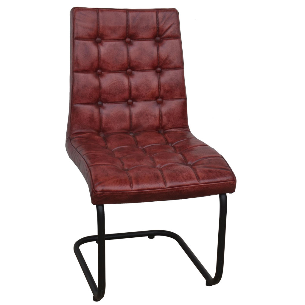 Wonderlust Deco - Silla tapizada en piel marrón 41x50x94h cm Rojo 41x50x94h cm