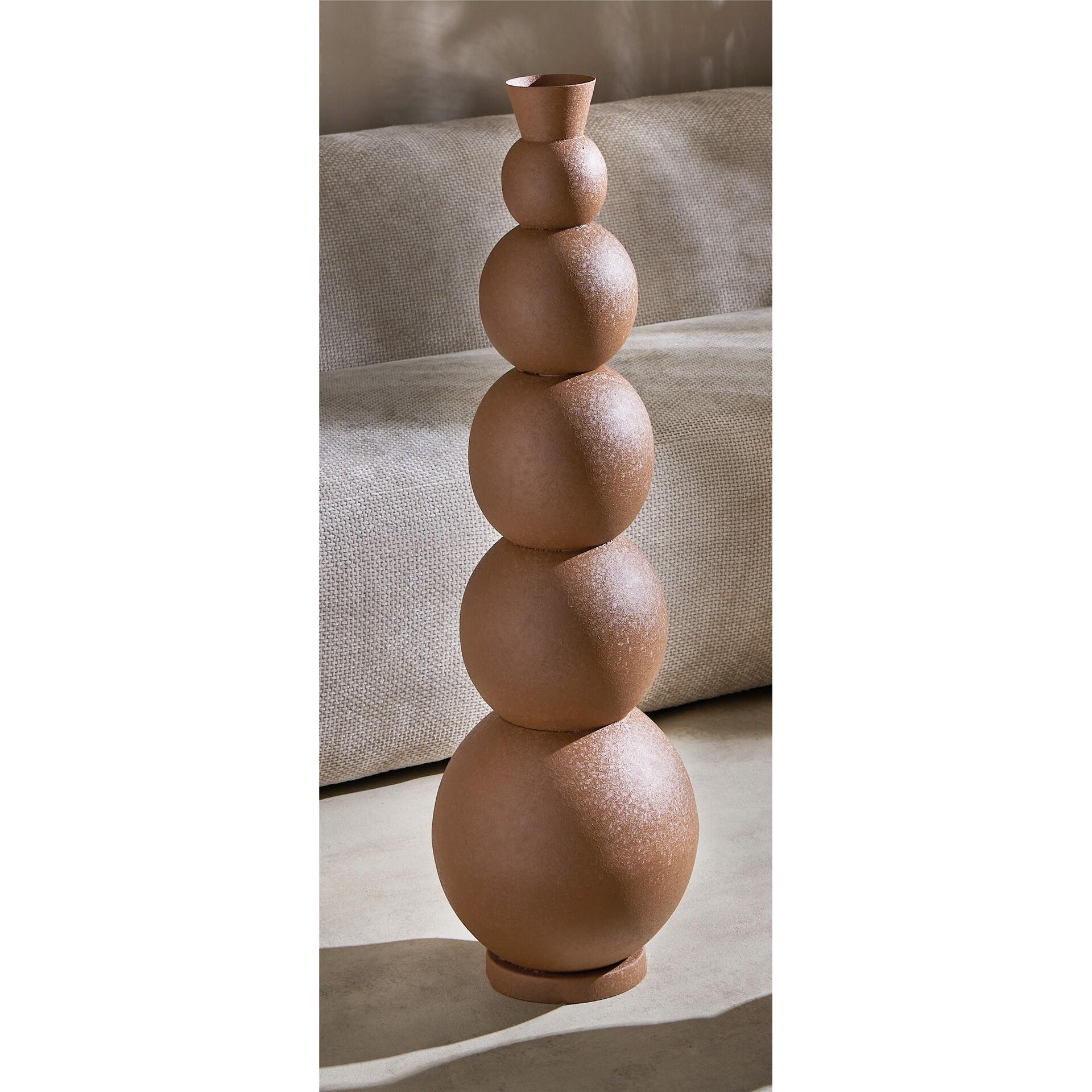 Jarron esferas metal terracota 86 cms. 26dx86 cms. El mejor complemento para tu hogar.