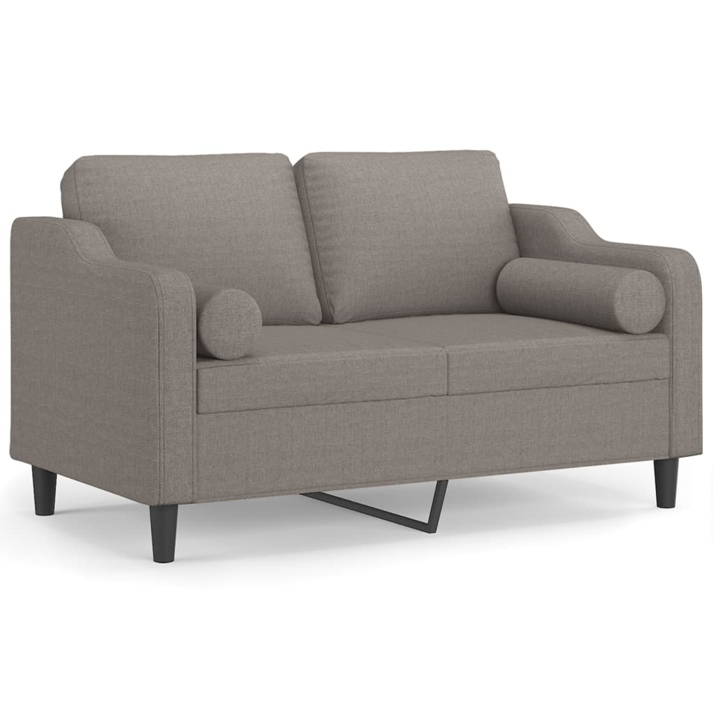 vidaXL Sofá de 2 plazas con cojines tela gris taupe 120 cm