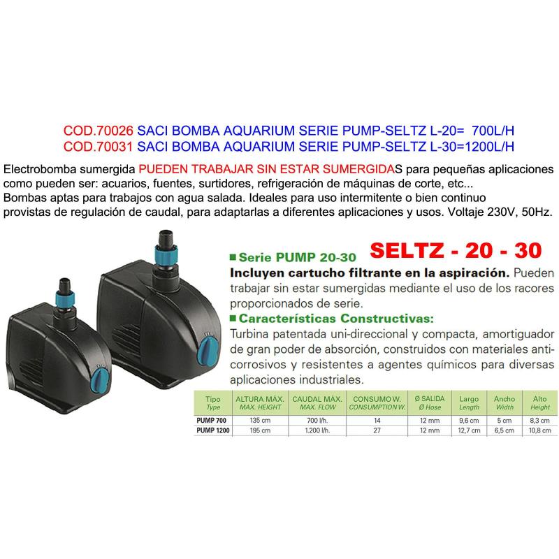 Saci bomba aquarium serie pump-seltz l-30 1200l-h