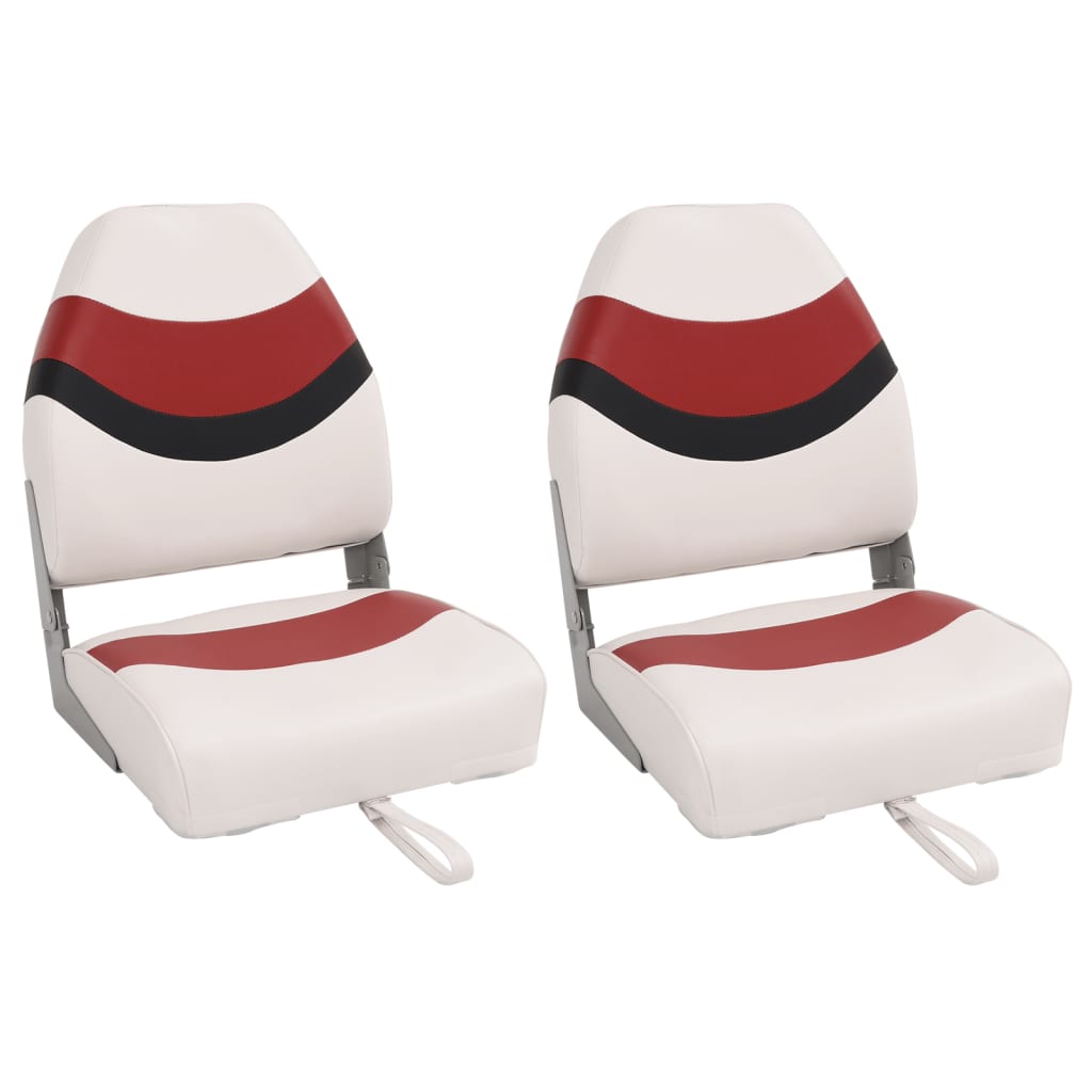 vidaXL Asientos de barco plegables con respaldo alto 2 uds 44x38x55 cm Color Rojo y negro,  Blanco y azul, y mas