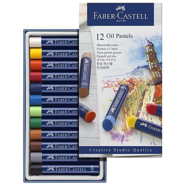 FABER TIZA FABER CASTELL PASTEL GRASOS 12 COLORES SURTIDOS PASTELES GRASOS 90x160x20 Cms.