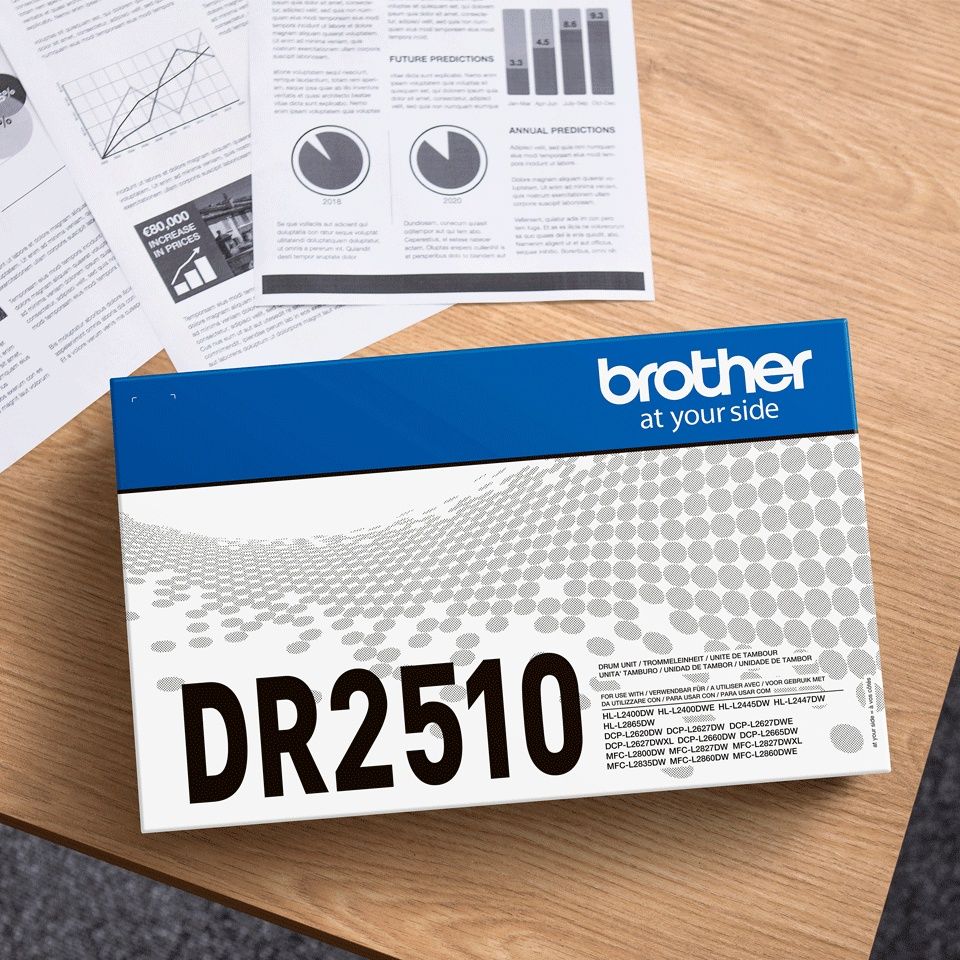 Brother - Cartucho de tambor DR2510 para impresoras láser Brother, capacidad 30.000 páginas, instalación rápida y fácil, compatible con múltiples modelos de la serie Brother