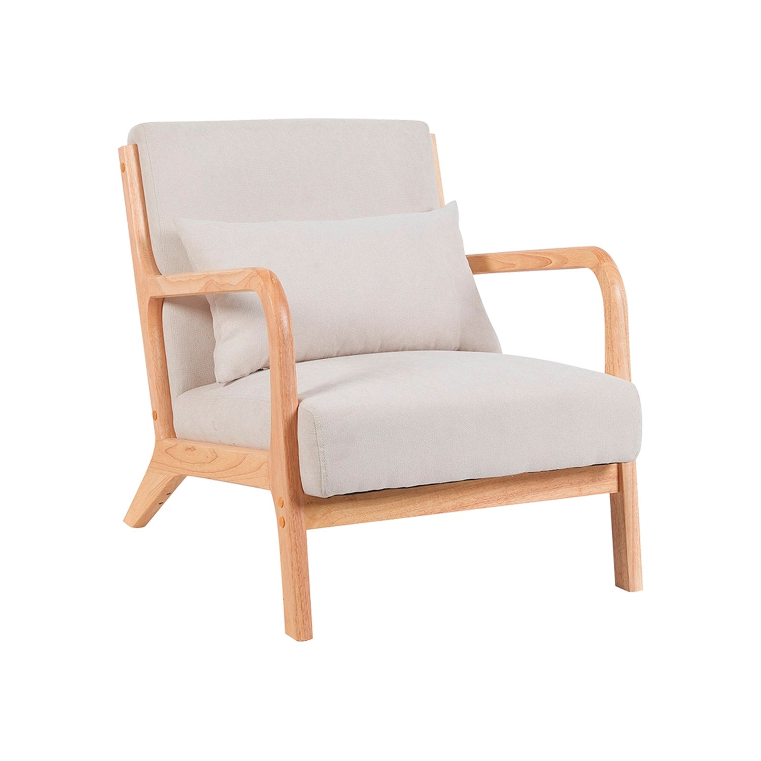 Sillón tapizado en tela carrie  beige para hogar moderno mueble de almacenaje  - Homekit