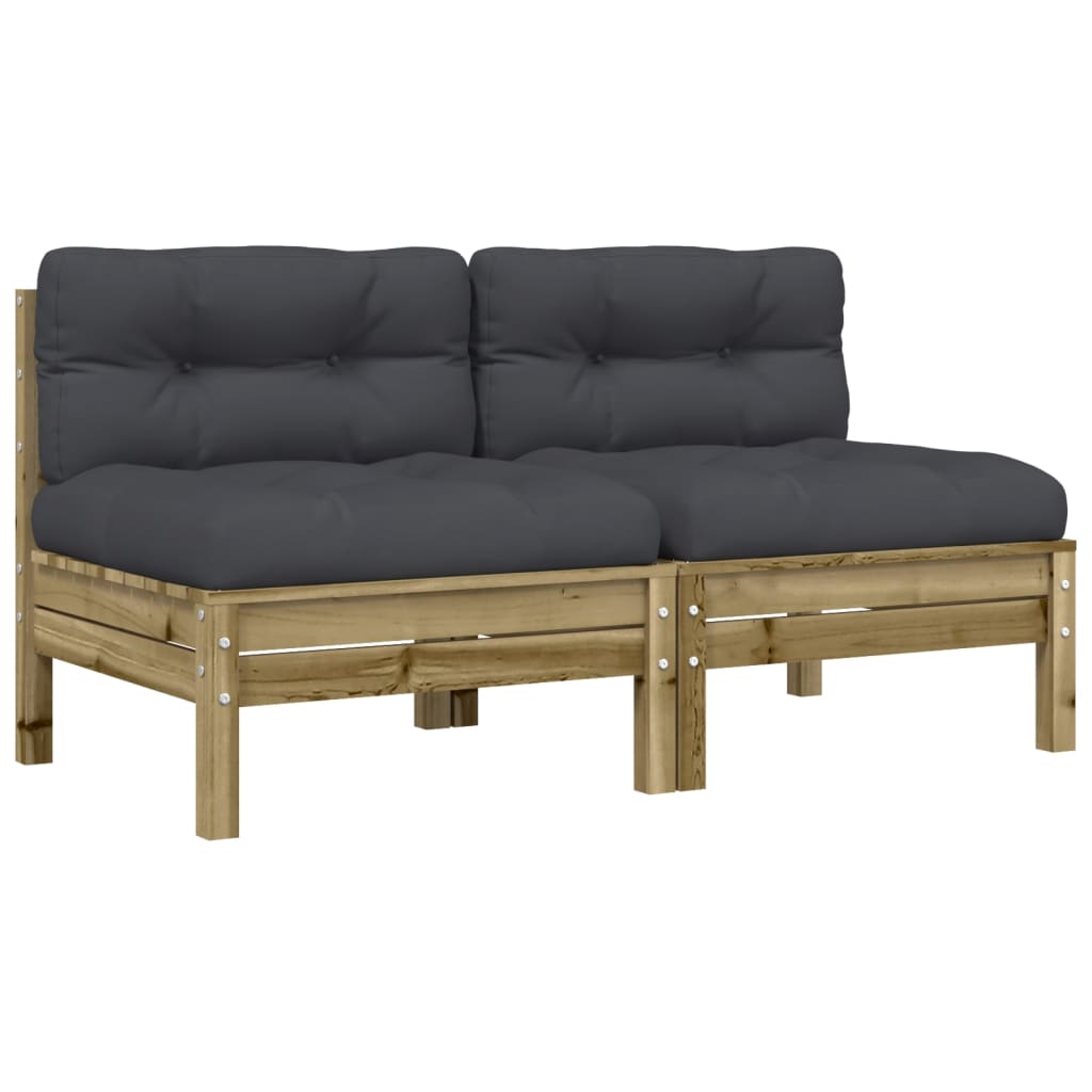 Vidaxl Sofá Jardín Cojines Sin Reposabrazos Marrón Madera de Pino 63x63x62cm