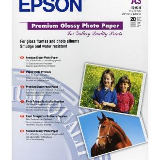 Epson - Papel fotográfico S041315 Glossy A3 premium para impresión profesional, acabado brillante intenso, reproducción fiel del color y secado rápido