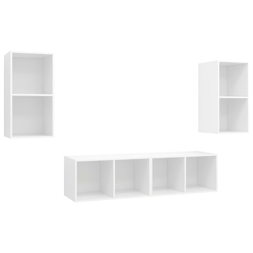 vidaXL Muebles de salón de pared 4 piezas madera de ingeniería, Mueble de Salon, Mueble TV, Mueble TV salon, Mesa de TV, Mueble tele