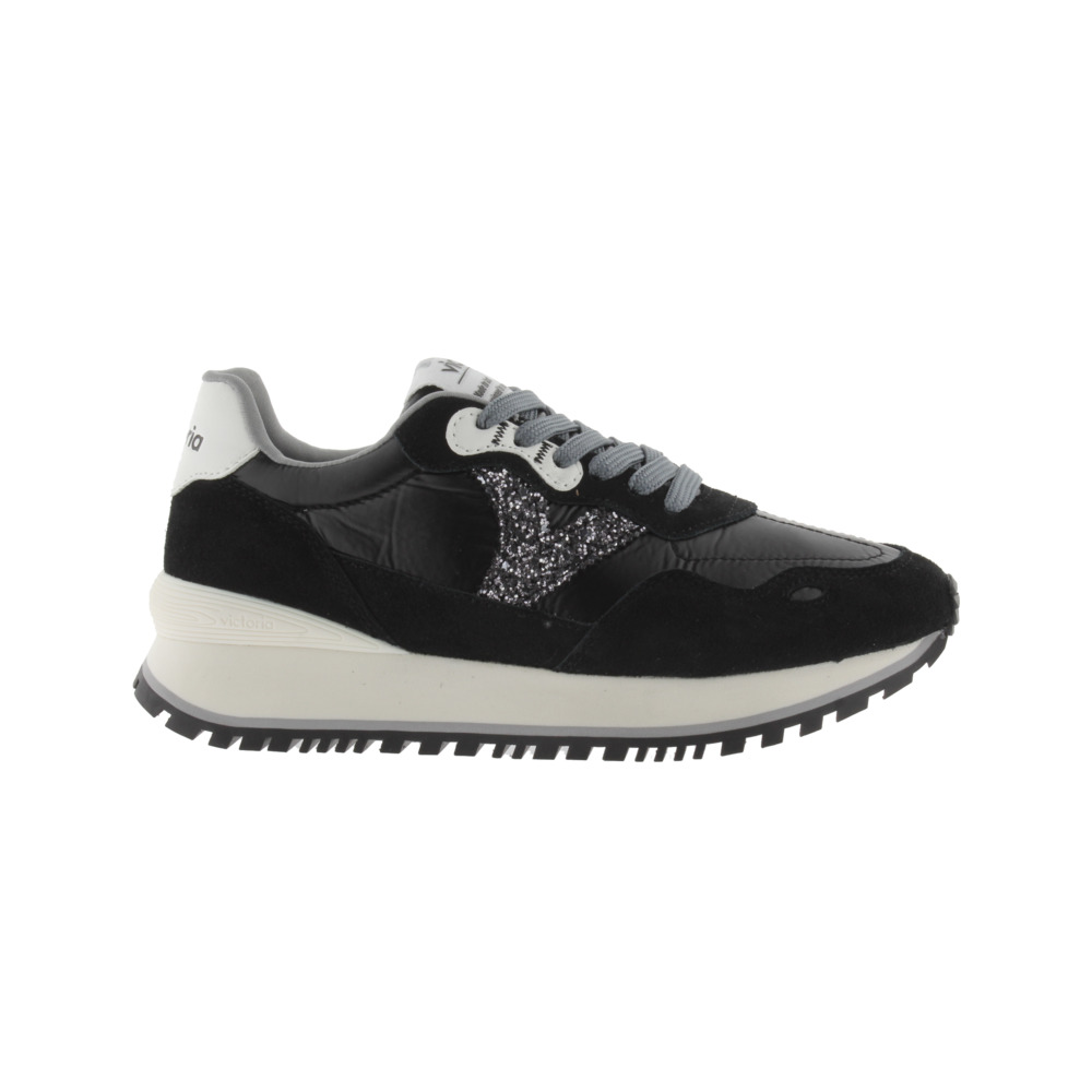 Victoria Viento Zapatillas de nylon metalizado con piezas de serraje al tono y suela dentada 1157102