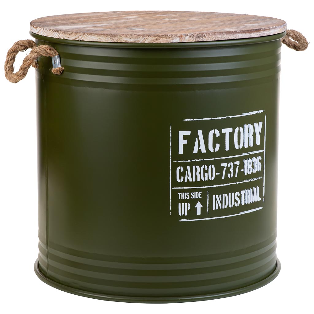 Cesto Ropa De Metal, Tapa De Madera Y Asas De Cuerda Impresa Verde 50x50x50cm, El mejor complemento para tu hogar