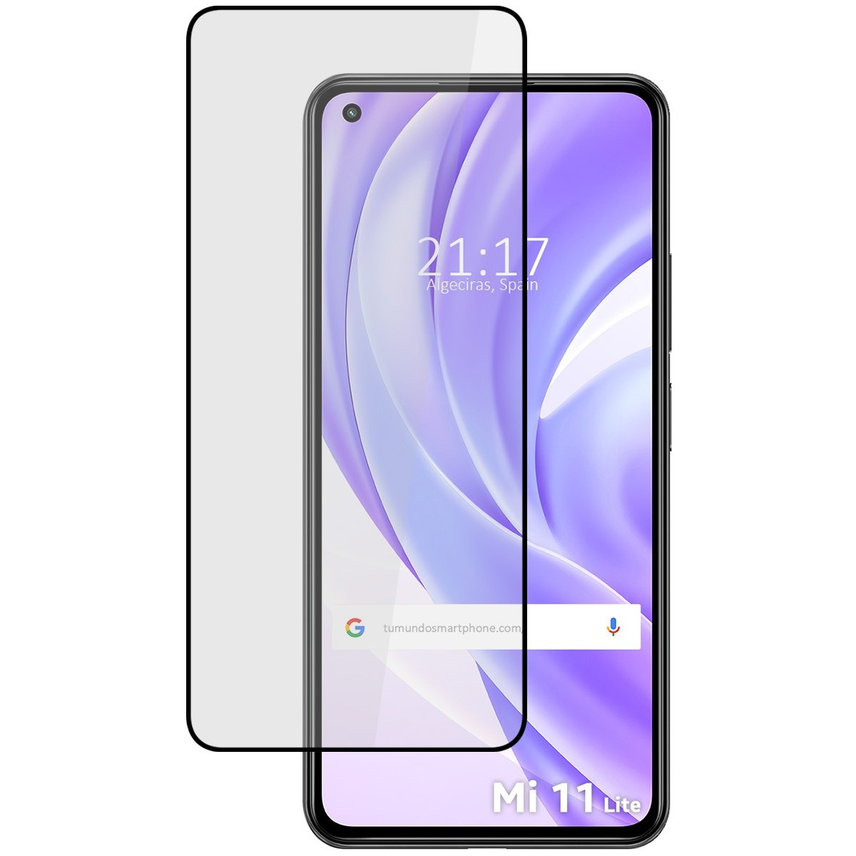 Tumundosmartphone Protector Cristal Templado Completo 5D Full Glue Negro para Xiaomi Mi 11 Lite 4G / 5G / 5G NE