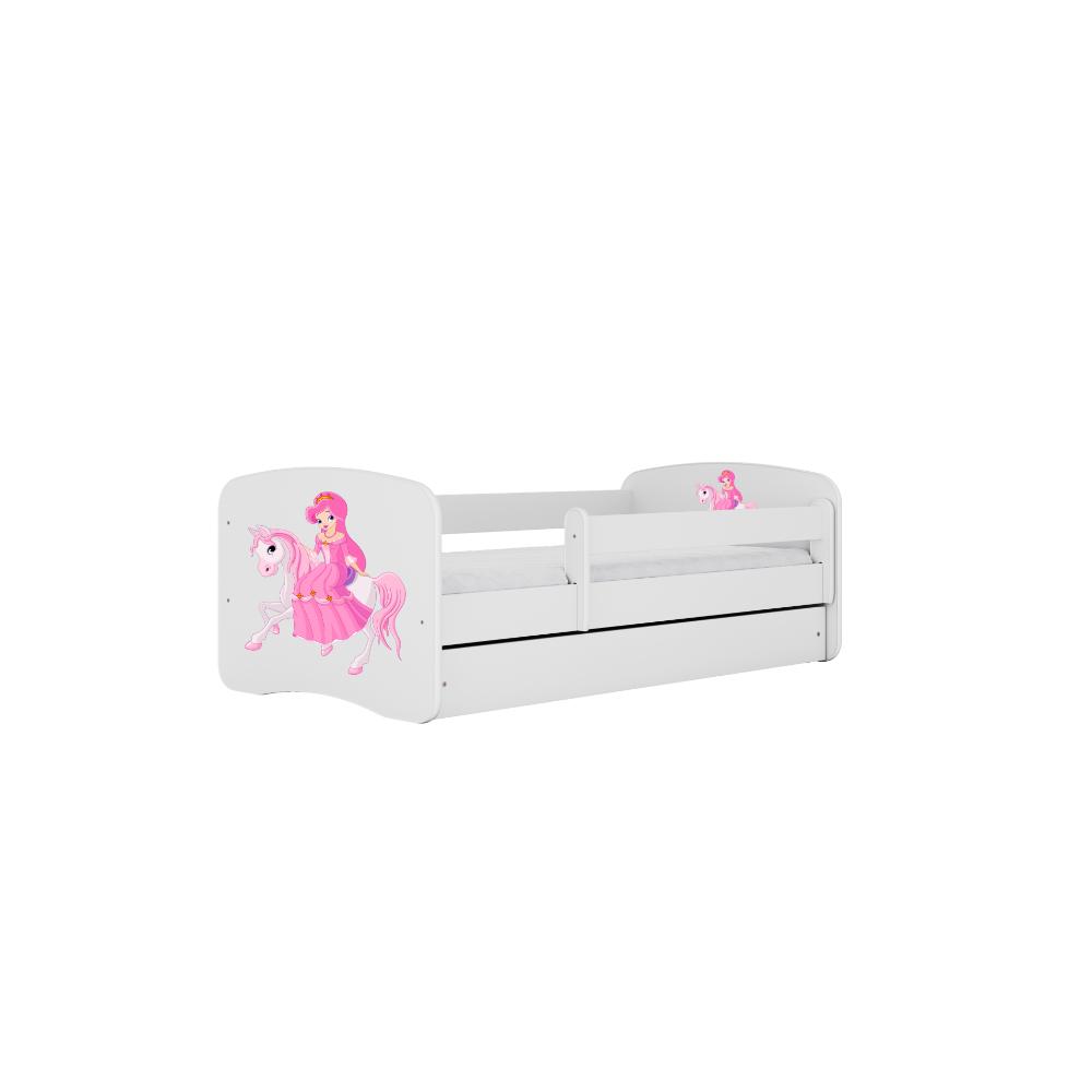 Cama 140 x 70 cm Kocot Kids com gaveta e colchão BabyDreams Princess on Horse White