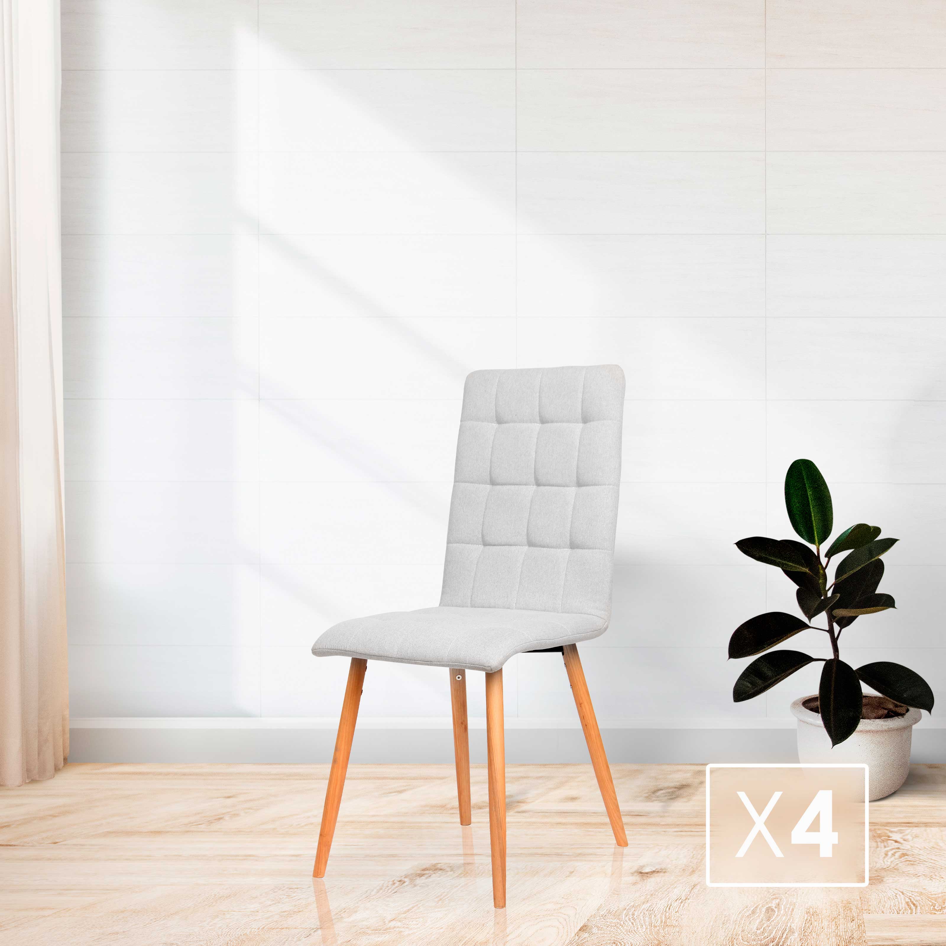 Furniture Style S.L. - Pack de 4 Sillas de Comedor Contemporáneas Modelo Nadia en Tonos Grises
