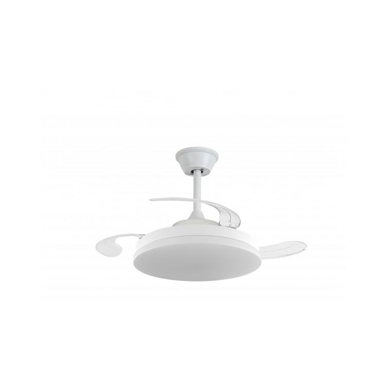 NARVI Ventilador de techo Blanco_ Ø40 cm_ palas retráctiles_Motor DC_ Luz LED Regulable y Memoria. Con Mando. REF JAÉN 1835-40