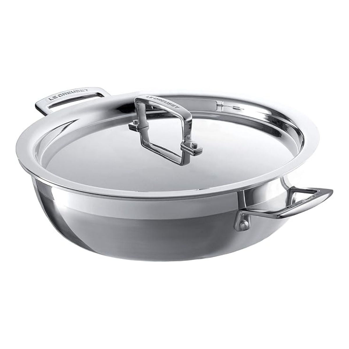 Cacerola Baja de Acero Inoxidable 3-PLY de 24 cm, 2.3 L – Le Creuset, Ideal para Cocina y Horno hasta 260 °C, Apta para Inducción