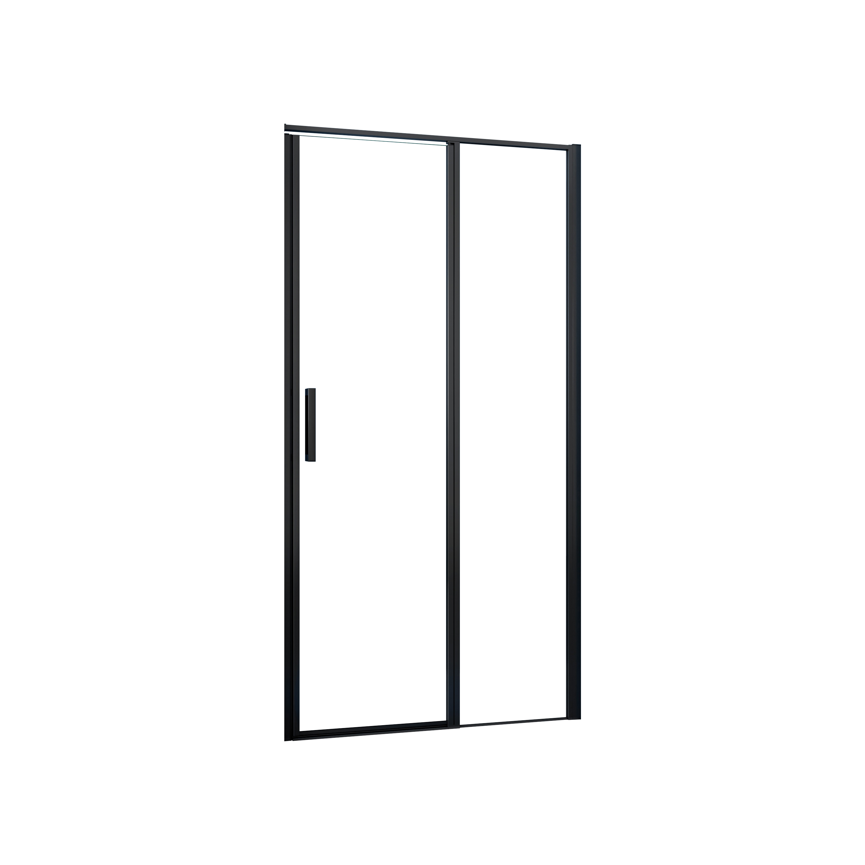 AICA Mampara de Ducha Frontal Abatible Giratoria Perfil Negro Mate Vidrio Antical 6mm (790-815)x1850mm