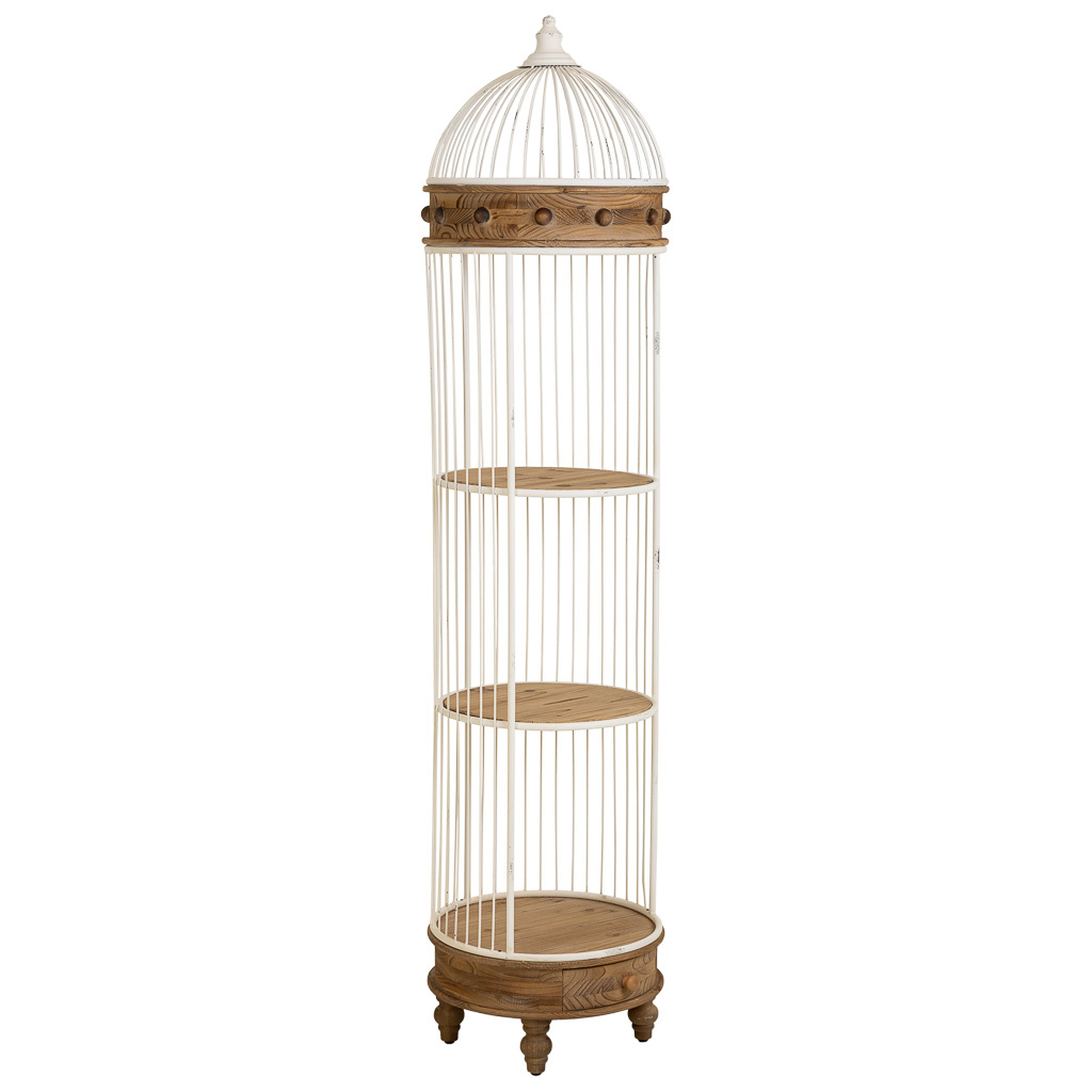 Wonderlust Deco - Estantería de madera y metal de 3 baldas blanca 40x40x176h cm Marrón 40x40x176h cm