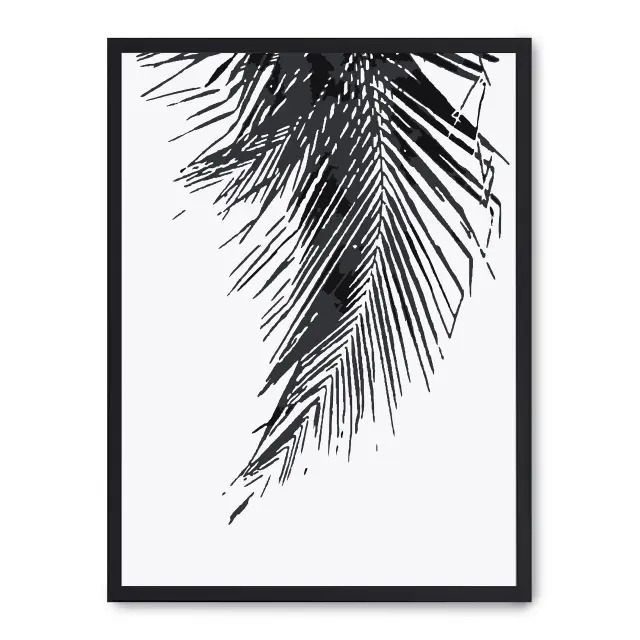 Cuadro palm leaf iii 30x40cm, Póster impreso en papel de primera calidad de 180gr, montado sobre marco de madera MDF acabado en negro., Botánica - Palmeras