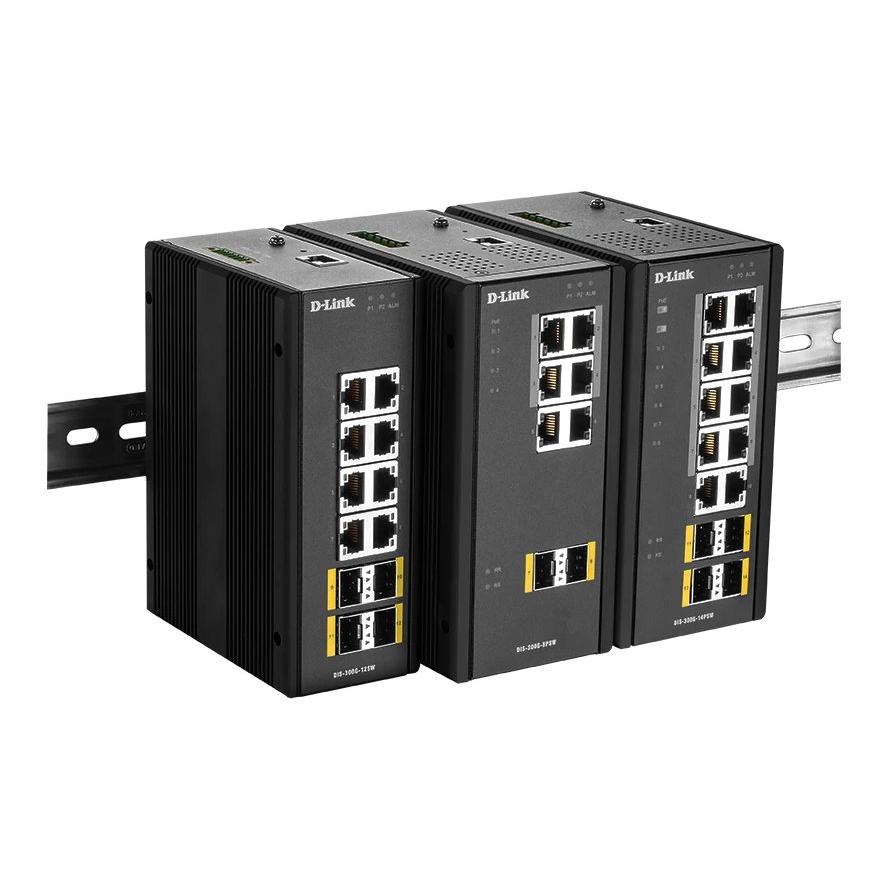 HUB Switch puertos 8, 2 x 100/1000BaseT, 4 x 100/1000BaseSFP D-LINK DIS-300G-14PSW  | Gigabit Ethernet (10/100/1000), Negro