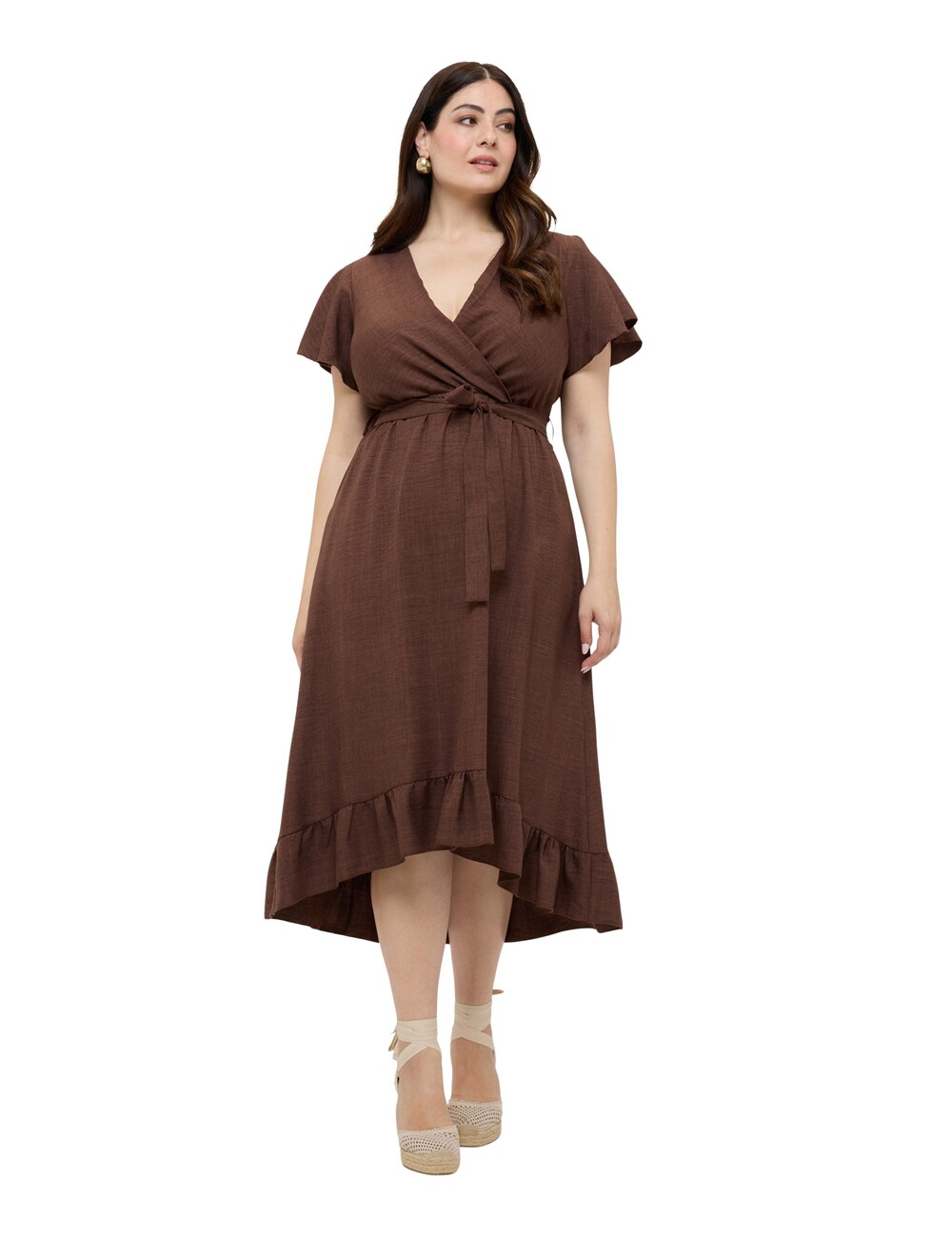 Fiorella Rubino - Vestido largo con escote en V cruzado