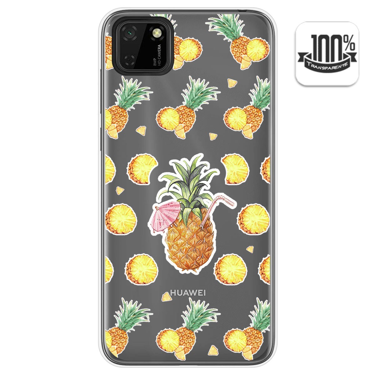 Tumundosmartphone Funda Gel Transparente para Huawei Y5p diseño Piña Dibujos