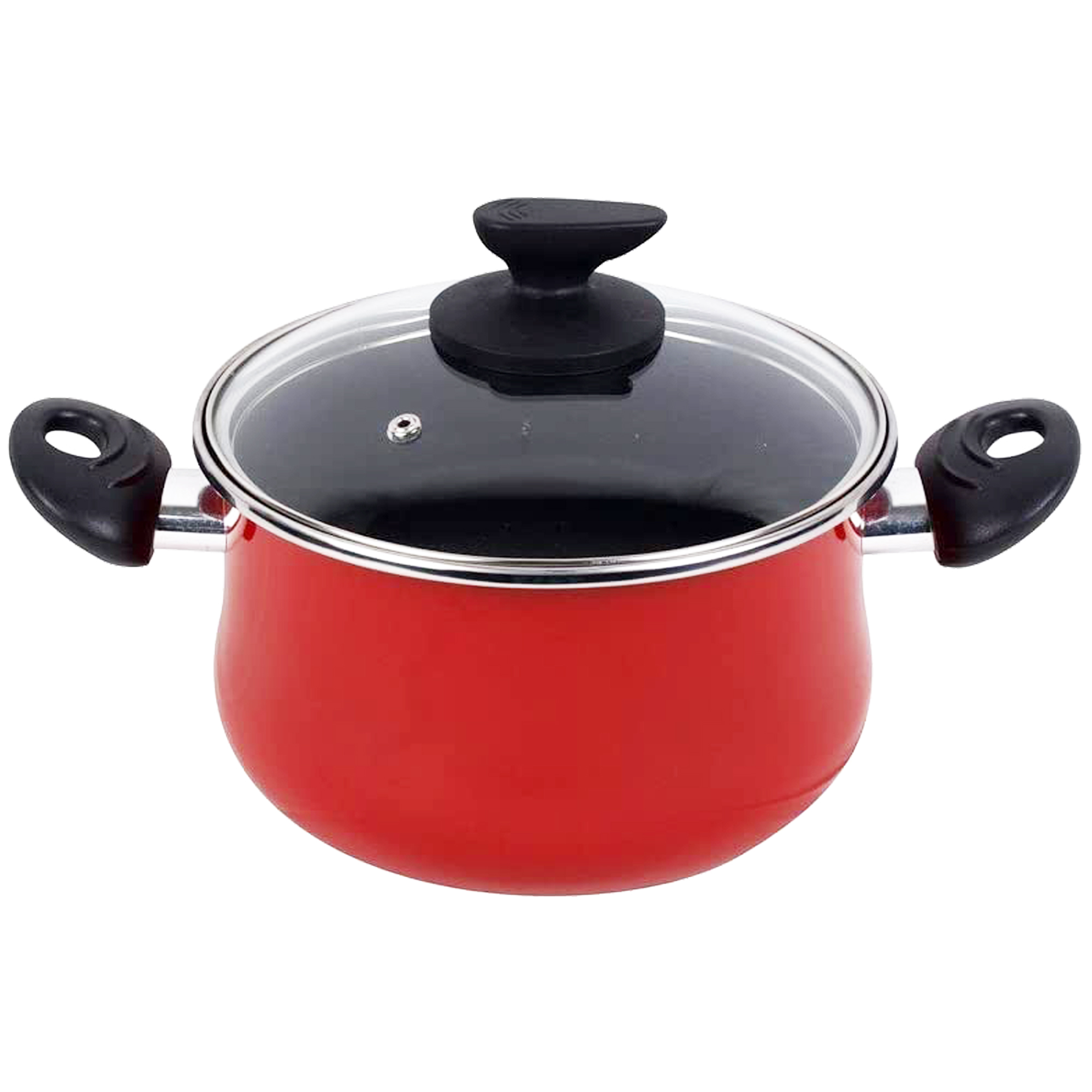 MAGEFESA PRAGA olla 30 con tapa vidrio, acero esmaltado vitrificado, en granate, inducción y lavavajillas