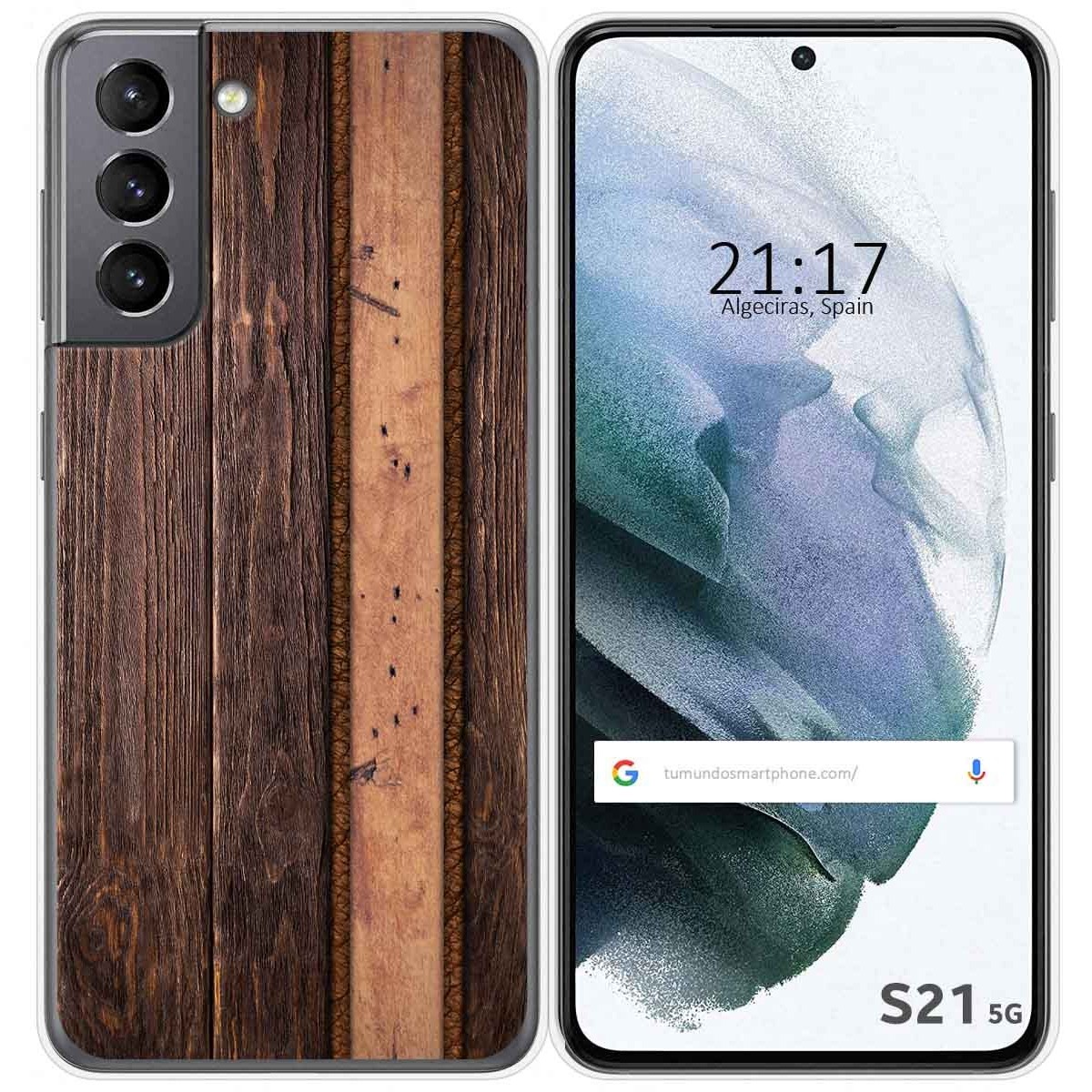 Tumundosmartphone Funda Gel Tpu para Samsung Galaxy S21 5G diseño Madera 05 Dibujos