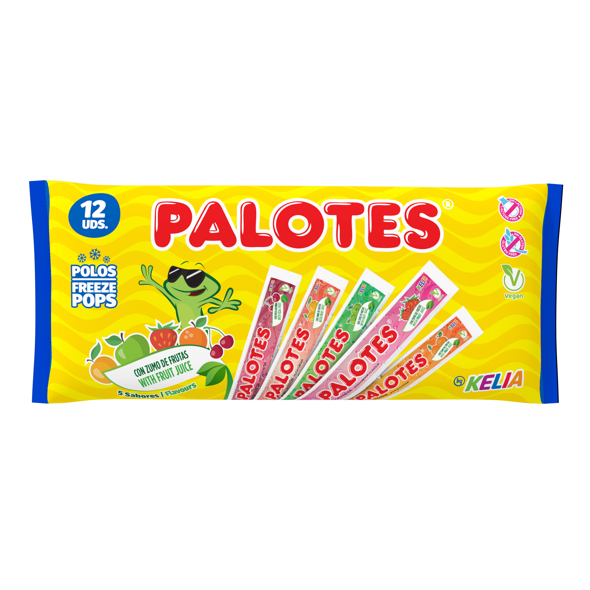 Polos Flash Kelia sabor a PALOTES - 15 Bolsas de 12 Unidades de Flash - Polines Sabor a Palotes: Fresa, Cereza, Melocoton, Naranja y Manza - Polos Kelia