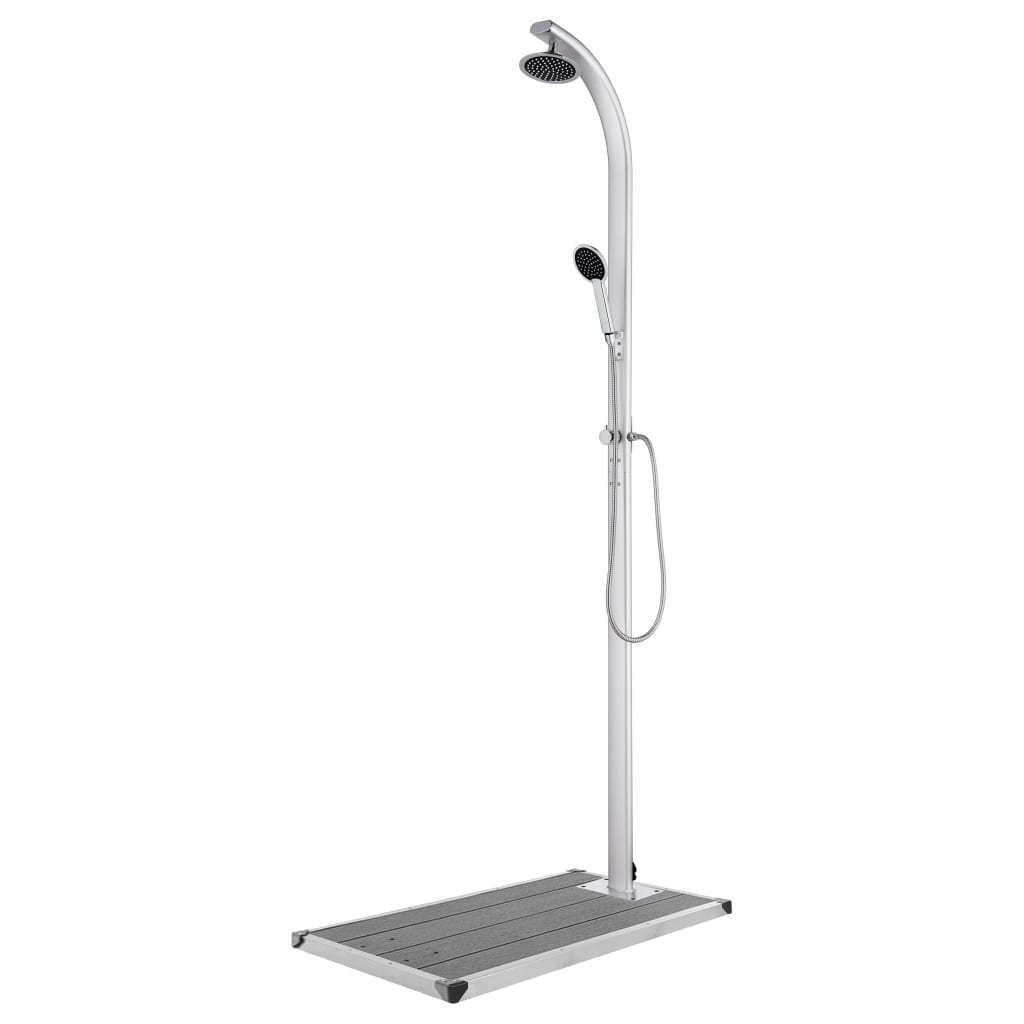 vidaXL Ducha de Jardín con Base 220 cm Aluminio Piscina Playa Soporte Color Gris,  Marrón, y mas