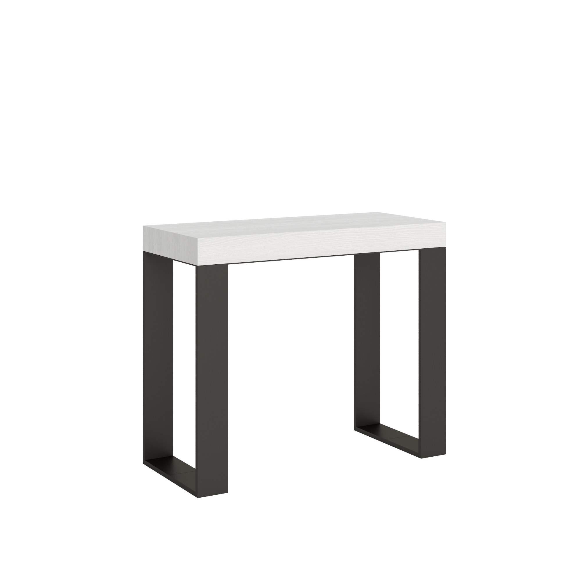 Consola extensible 90x40/196 cm Tecno Small Estructura de Fresno Blanco Antracita - Itamoby