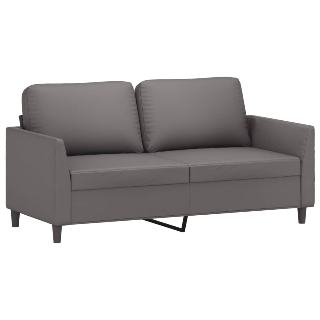 vidaXL Sofá de 2 plazas de cuero sintético gris 140 cm