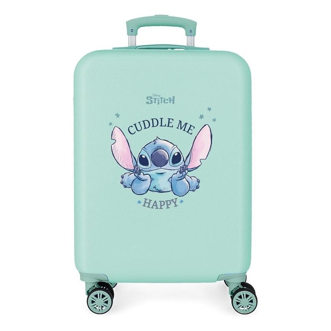 Maleta de Cabina Disney Stitch Cuddle Me Happy 20x38x55 cm - ABS Dura y Ligera con 4 Ruedas Multidireccionales