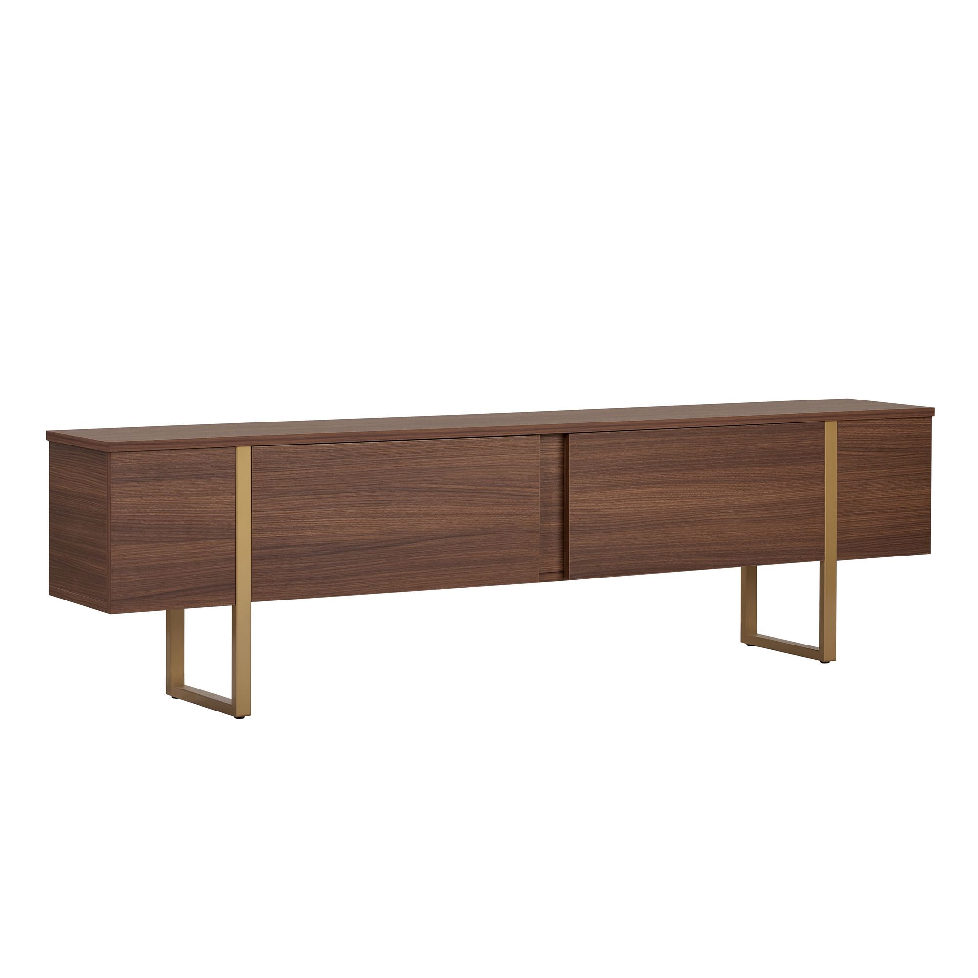 Habitat y Jardin - Soporte de TV de madera "Onera" - 180 x 30 x 50 cm - Nogal / Oro