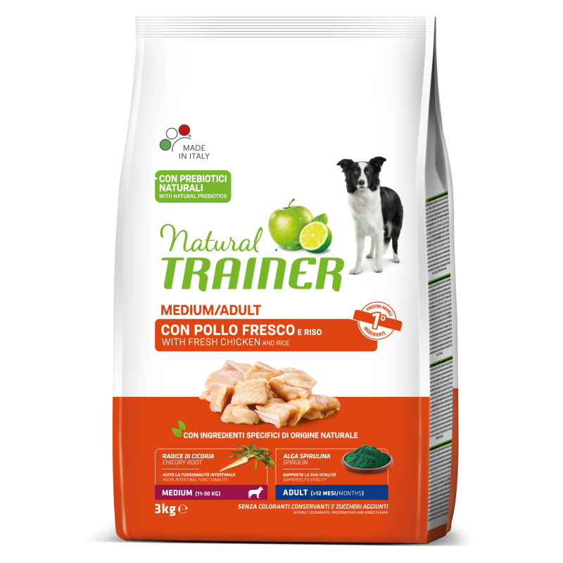 Natural Trainer Medium Adult Pienso de Pollo y Arroz para Perros 12kg