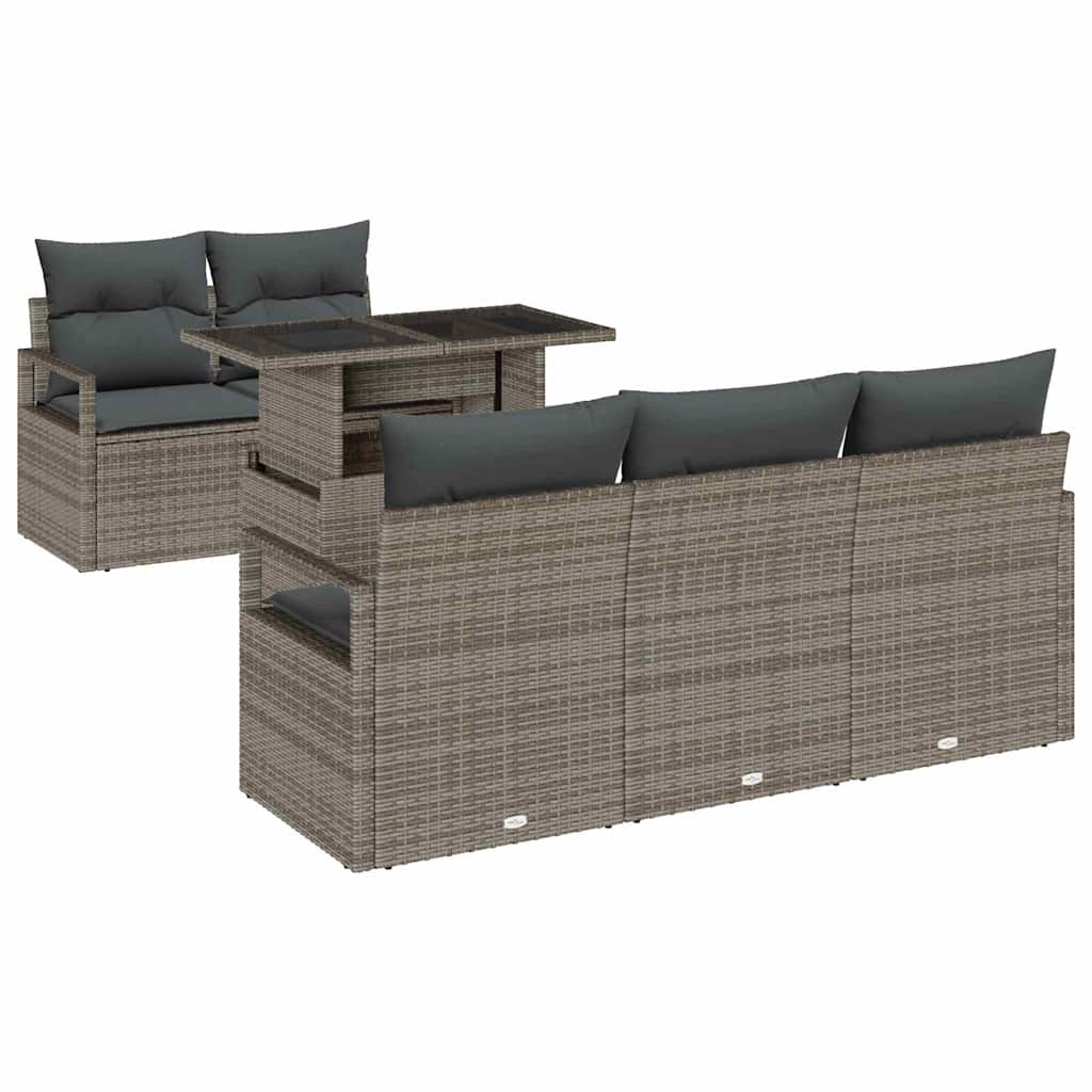 vidaXL Conjunto de sofá de jardín 6 pcs Gris ratán sintético