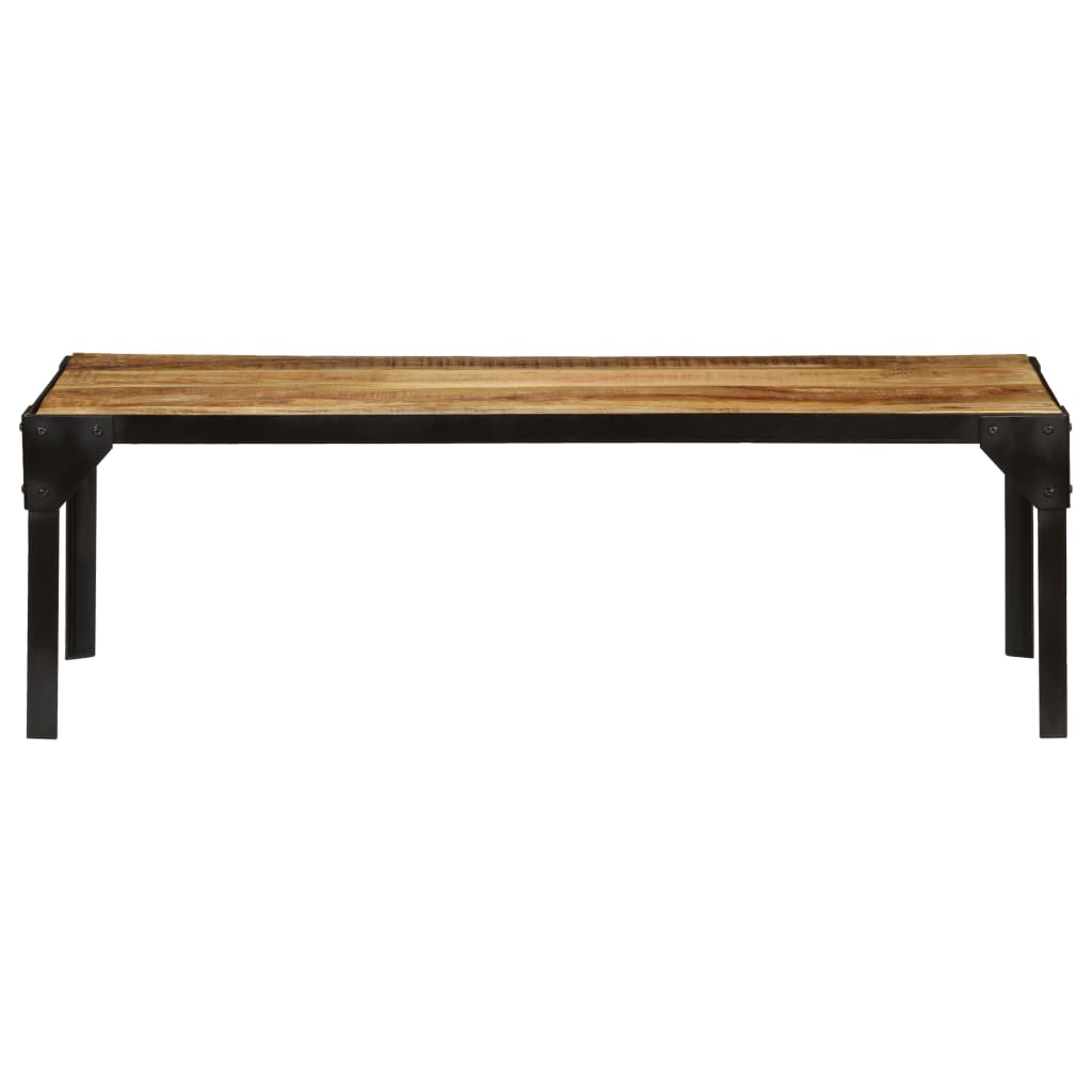 Vidaxl Mesa de Centro de Madera Maciza de Mango Rugosa y Acero 110 Cm Mesita de Salón o Comedor o Auxiliar
